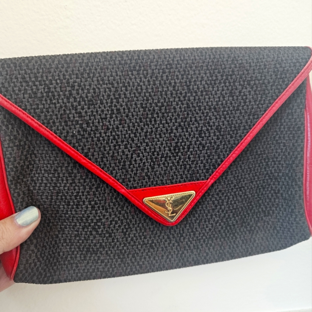 Yves Saint Laurent Black and Red Clutch Bag